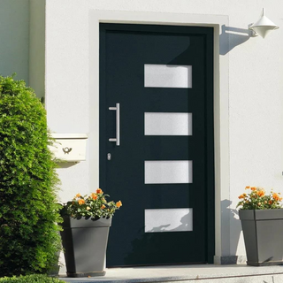 Front Door Aluminium and PVC Anthracite 100x200 cm - Giant Lobelia