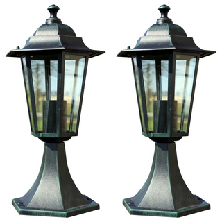 vidaXL Garden Lights 2 pcs Dark Green/Black Aluminium - Giant Lobelia