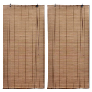 Bamboo Roller Blinds 2 pcs 100 x 160 cm Brown - Giant Lobelia