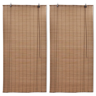 Bamboo Roller Blinds 2 pcs 80 x 160 cm Brown - Giant Lobelia