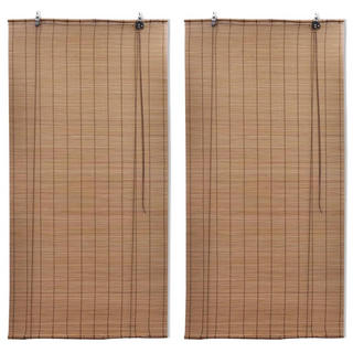 Bamboo Roller Blinds 2 pcs 150 x 220 cm Brown - Giant Lobelia