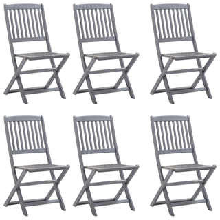 7 Piece Garden Dining Set Solid Acacia Wood Grey - Giant Lobelia