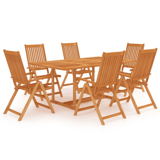 7 Piece Garden Dining Set - Premium Teak Wood Outdoor Furniture - Giant Lobelia