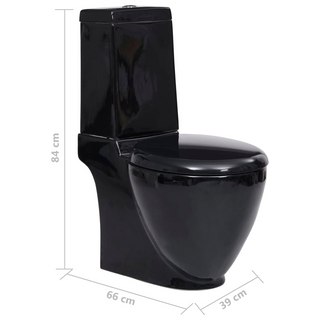 WC Ceramic Toilet Bathroom Round Toilet Bottom Water Flow Black - Giant Lobelia