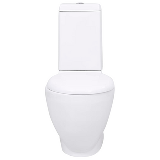 WC Ceramic Toilet Bathroom Round Toilet Bottom Water Flow White - Giant Lobelia