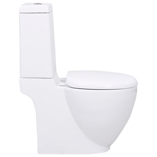 WC Ceramic Toilet Bathroom Round Toilet Bottom Water Flow White - Giant Lobelia