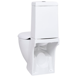 WC Ceramic Toilet Bathroom Round Toilet Bottom Water Flow White - Giant Lobelia