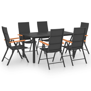 7 Piece Garden Dining Set Black and Brown - Giant Lobelia