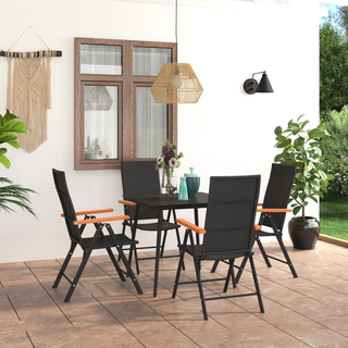 5 Piece Garden Dining Set Black and Brown - Giant Lobelia