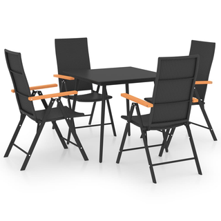 5 Piece Garden Dining Set Black and Brown - Giant Lobelia