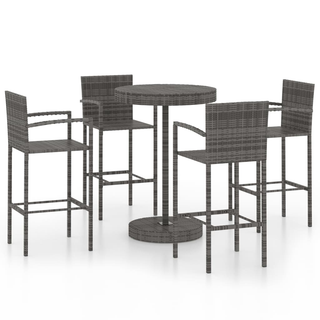 5 Piece Garden Bar Poly Rattan Grey - Giant Lobelia