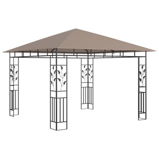 Gazebo with Mosquito Net&LED String Lights 3x3x2.73 m Taupe - Giant Lobelia