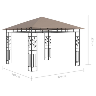 Gazebo with Mosquito Net&LED String Lights 3x3x2.73 m Taupe - Giant Lobelia