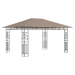 Gazebo with Mosquito Net&LED String Lights 4x3x2.73 m Taupe - Giant Lobelia