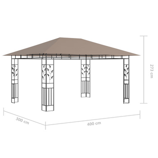 Gazebo with Mosquito Net&LED String Lights 4x3x2.73 m Taupe - Giant Lobelia