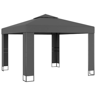 Gazebo with Double Roof&LED String Lights 3x3 m Anthracite - Giant Lobelia