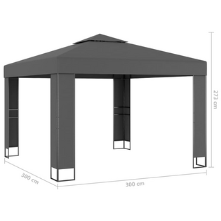 Gazebo with Double Roof&LED String Lights 3x3 m Anthracite - Giant Lobelia