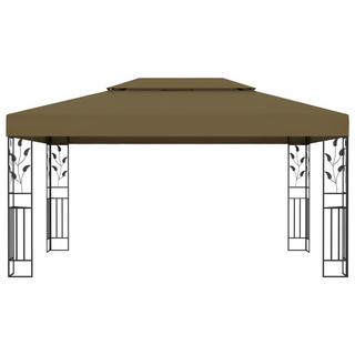 Gazebo with Double Roof&LED String Lights 3x4 m Taupe - Giant Lobelia