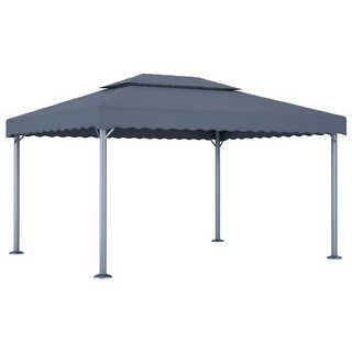 Gazebo with LED String Lights 400x300 cm Anthracite Aluminium - Giant Lobelia