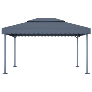 Gazebo with LED String Lights 400x300 cm Anthracite Aluminium - Giant Lobelia