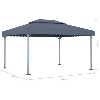 Gazebo with LED String Lights 400x300 cm Anthracite Aluminium - Giant Lobelia