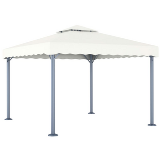 Gazebo with LED String Lights 300x300 cm Cream Aluminium - Giant Lobelia