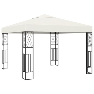 Gazebo with LED String Lights 3x3 m Cream Fabric - Giant Lobelia