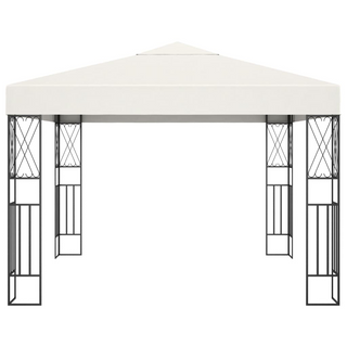 Gazebo with LED String Lights 3x3 m Cream Fabric - Giant Lobelia