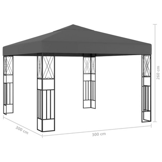 Gazebo with LED String Lights 3x3 m Anthracite Fabric - Giant Lobelia