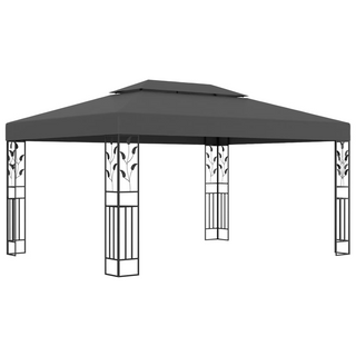 Gazebo with Double Roof&LED String Lights 3x4m Anthracite - Giant Lobelia