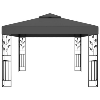 Gazebo with Double Roof&LED String Lights 3x4m Anthracite - Giant Lobelia