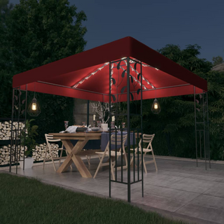 Gazebo with LED String Lights 3x3 m Wine Red - Giant Lobelia