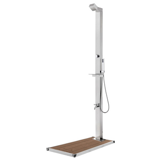 vidaXL Garden Shower with Brown Base 225 cm Stainless Steel - Giant Lobelia