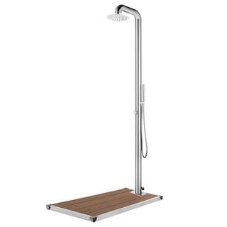 vidaXL Garden Shower with Brown Base 230 cm Stainless Steel - Giant Lobelia