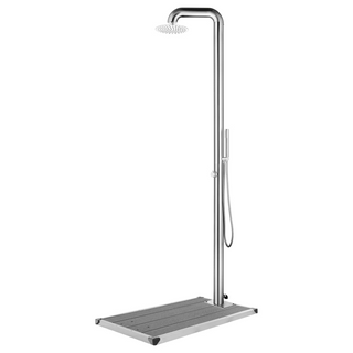 vidaXL Garden Shower with Grey Base 230 cm Stainless Steel - Giant Lobelia