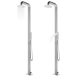 vidaXL Garden Shower with Grey Base 230 cm Stainless Steel - Giant Lobelia