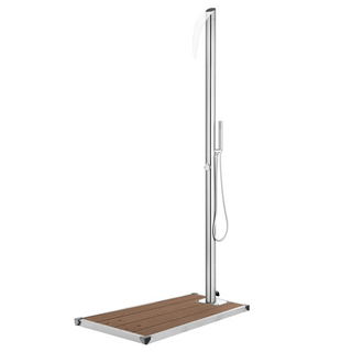 vidaXL Garden Shower with Brown Base 225 cm Stainless Steel - Giant Lobelia