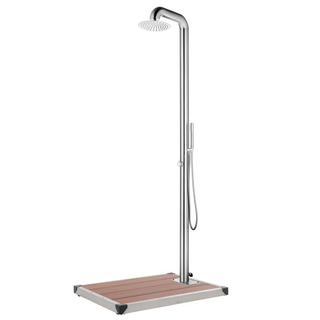 vidaXL Garden Shower with Brown Base 230 cm Stainless Steel - Giant Lobelia