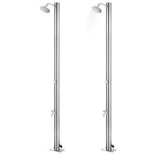 vidaXL Garden Shower with Grey Base 220 cm Stainless Steel - Giant Lobelia