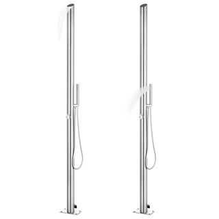 vidaXL Garden Shower with Grey Base 225 cm Stainless Steel - Giant Lobelia