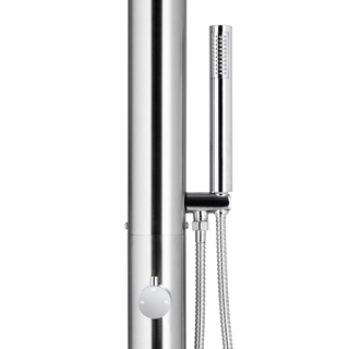 vidaXL Garden Shower with Brown Base 225 cm Stainless Steel - Giant Lobelia