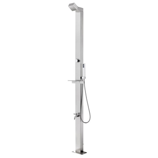 vidaXL Garden Shower with Grey Base 225 cm Stainless Steel - Giant Lobelia