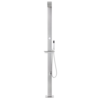 vidaXL Garden Shower with Grey Base 225 cm Stainless Steel - Giant Lobelia