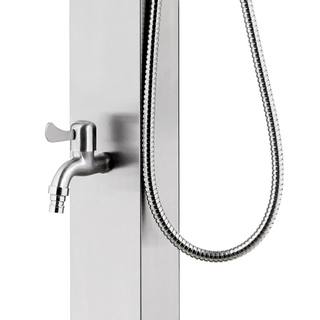 vidaXL Garden Shower with Grey Base 225 cm Stainless Steel - Giant Lobelia