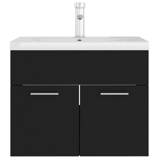 vidaXL Sink Cabinet with Built-in Basin Black Engineered Wood - Giant Lobelia