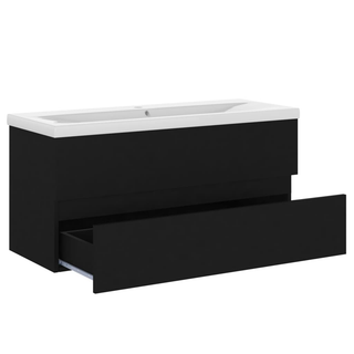 Sink Cabinet with Built-in Basin Black Engineered Wood - Giant Lobelia