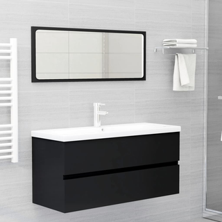 Sink Cabinet with Built-in Basin Black Engineered Wood - Giant Lobelia