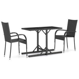 3 Piece Garden Dining Set Black - Giant Lobelia