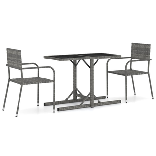 3 Piece Garden Dining Set Grey - Giant Lobelia