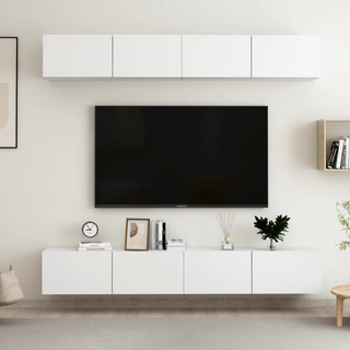TV Cabinets 4 pcs White 100x30x30 cm Engineered Wood - Giant Lobelia